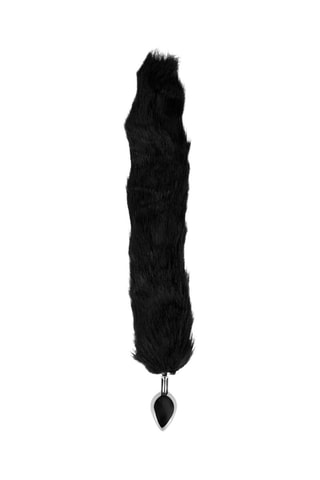 Plug anal con cola de pelo - Negro - 4,9 cm