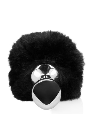 Plug anal con cola de conejo - Negro - 4,9 cm