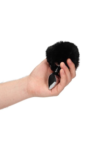 Plug anal con cola de conejo - Negro - 4,9 cm