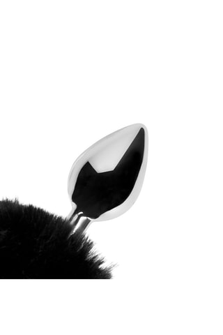 Plug anal con cola de conejo - Negro - 4,9 cm