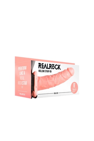 Dildo realista vibrador con arnés RealRock by Shots - Beige - 20,5 cm