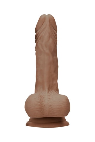 Dildo con testículos - Marrón - 17 cm