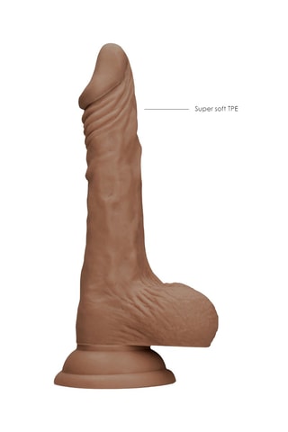 Dildo con testículos - Marrón - 17 cm