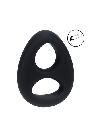 Anillo para el pene y los testículos - Negro - 44,9 y 6,7 cm