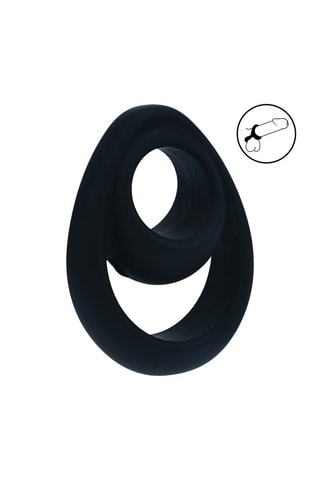 Anillo para el pene y los testículos - Negro - 5,4 y 6,5 cm