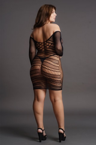 Minivestido de rejilla Size Plus - Negro