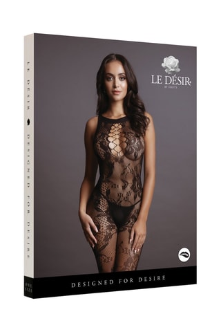 Mono con abertura Criss Cross Neck Bodystocking - Negro