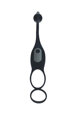 Estimulador vibrador para la próstata con anillo para el pene y los testículos - Negro