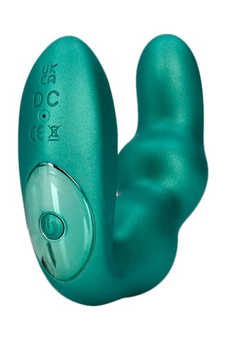 Estimulador curvado de próstata de silicona con mando a distancia - Verde metalizado - 9,5 cm