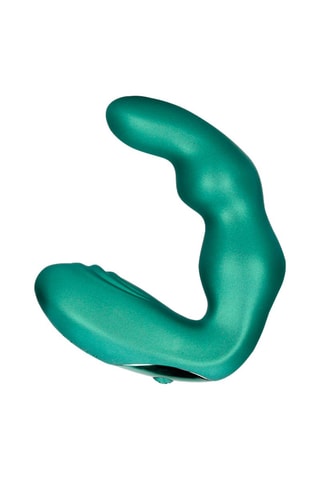Estimulador curvado de próstata de silicona con mando a distancia - Verde metalizado - 9,5 cm