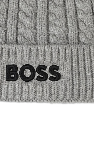 Bonnet à pompon - Gris clair chiné - Boss