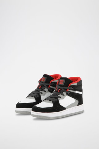 Baskets montantes en croûte de cuir nubuck - Noir et blanc - Hugo