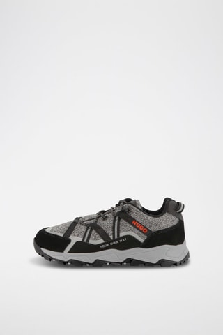 Baskets en croûte de cuir nubuck - Noir et gris foncé chiné - Hugo