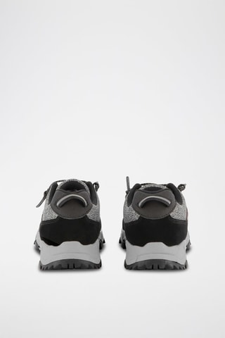 Baskets en croûte de cuir nubuck - Noir et gris foncé chiné - Hugo