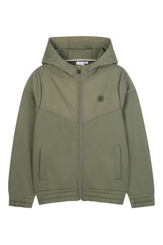 Sweat bi-matière à capuche - Kaki - Boss