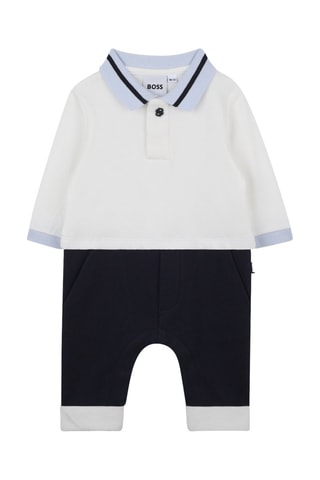 Combinaison trompe-l’œil en coton biologique - Ecru et noir - Boss