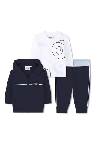 Ensemble 3 pièces en coton biologique - Bleu nuit et blanc - Boss