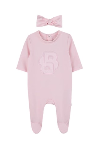 Bandeau et grenouillère en coton biologique - Rose - Boss