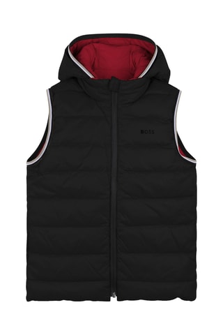 Doudoune réversible à capuche sans manches - Noir et rouge - Boss