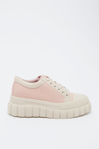 Baskets compensées - 
Rose et beige