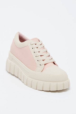 Baskets compensées - 
Rose et beige