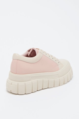Baskets compensées - 
Rose et beige
