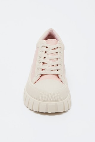 Baskets compensées - 
Rose et beige