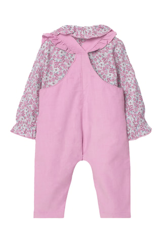 Blouse et salopette en velours - Rose