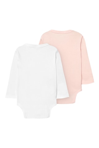 2 bodys en coton biologique - Blanc et rose