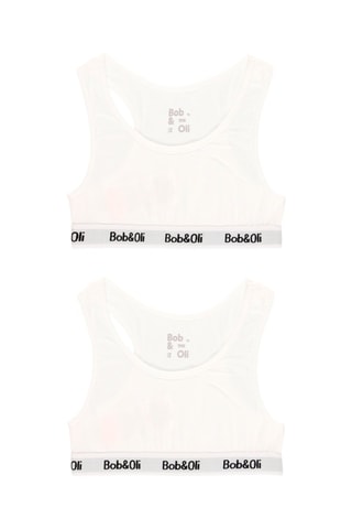 2 brassières en coton biologique - Gris et blanc