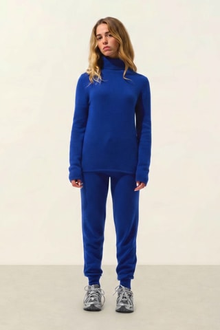 Pull Linda 100% cachemire, 4 fils - Col roulé - Bleu