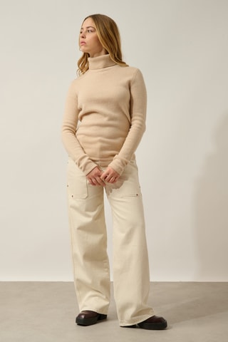 Pull Linda 100% cachemire, 4 fils - Col roulé - Beige