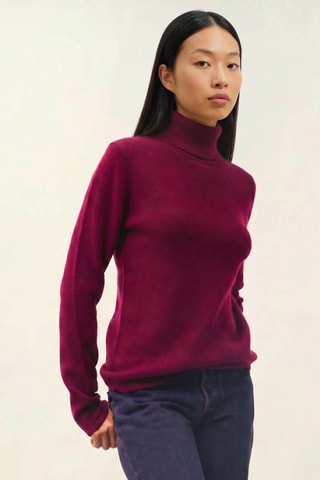 Pull Linda 100% cachemire, 4 fils - Col roulé  - 268 g - Rouge