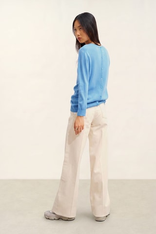 Pull Estaris 100% cachemire, 2 fils - Col rond - Bleu