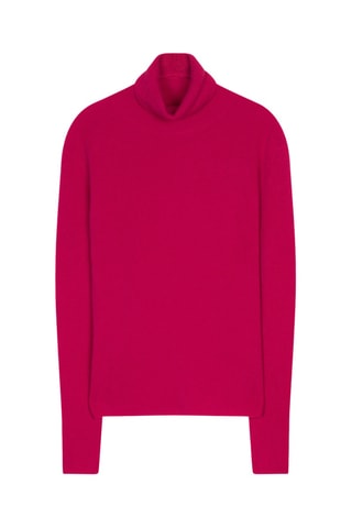 Pull Suzie 100% cachemire, 2 fils - Col roulé - Rose