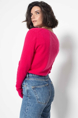 Maglia Galise 100% cashmere, 2 fili - Collo a V - Rosa