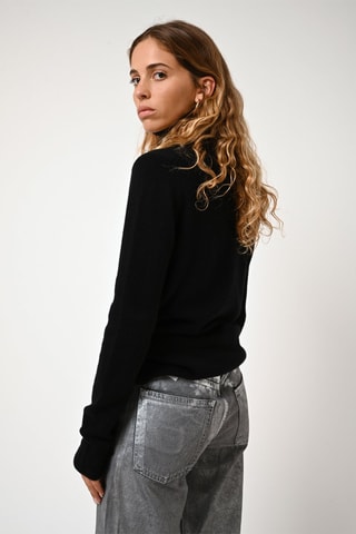 Pull Suzie 100% cachemire, 2 fils - Col roulé - Noir