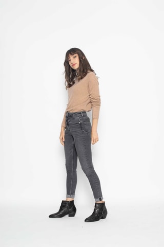 Pull Bise 100% cachemire, 2 fils - Col montant - Marron