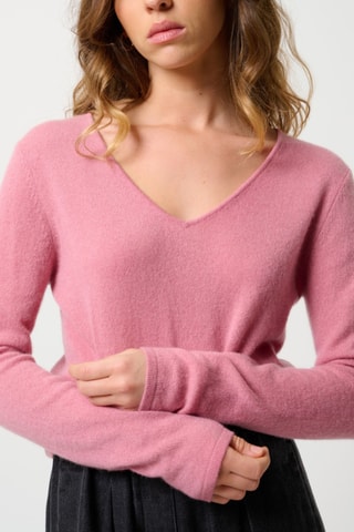 Pull Galise 100% cachemire, 2 fils - Col en V - Rose