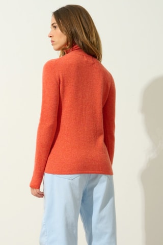 Pull Bise 100% cachemire, 2 fils - Col montant - Orange