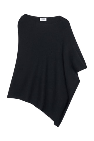 Poncho Meryl 100% cachemire, 4 fils - Col asymétrique - Noir