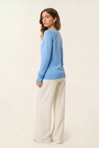 Pull Etret 100% cachemire, 2 fils - Col rond - Bleu