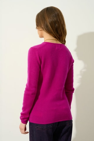 Pull Chelsea 100% cachemire, 4 fils - Col en V - Violet