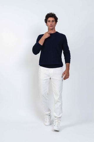 Pull Nolan 100% cachemire, 2 fils - Col rond - Bleu