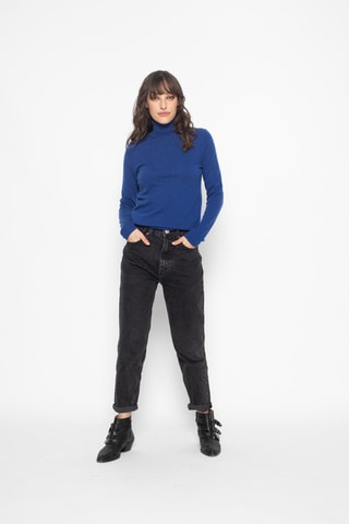 Pull Bise 100% cachemire, 2 fils - Col montant - Bleu