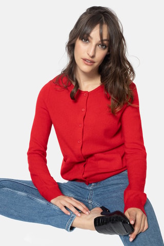 Gilet Caron 100% cachemire, 2 fils - Col rond - Rouge