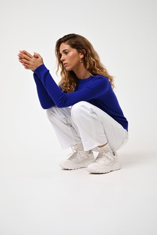 Pull Bella 100% cachemire, 2 fils - Col rond - Bleu