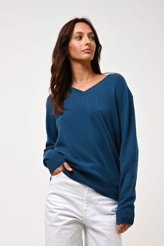 Pull Gardoria 100% cachemire - Col en V - Bleu