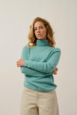 Pull Linda 100% cachemire, 4 fils - Col roulé - Vert