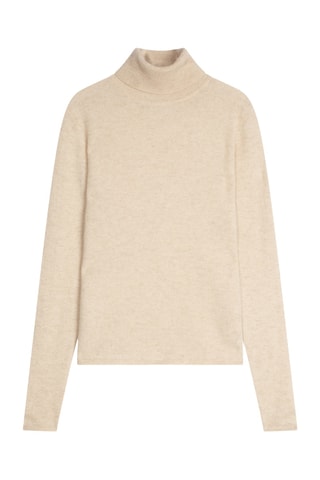 Pull Bise 100% cachemire, 2 fils - Col montant - Beige